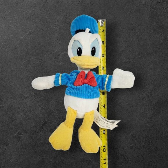 Disney Donald Duck Plush Corduroy Hat Shirt Red Bow Tie 10 Inch Stuffed Toy - Picture 7 of 7